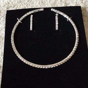 Crystal Choker Necklace Earring Jewelry Set NEW